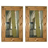 Pair of Brass and Bamboo framed Mirrors