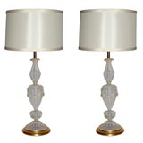 Pair of Opalescent Fratelli Toso Murano Lamps