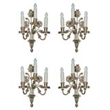 Set of Four French White Gold Gilt Sconces