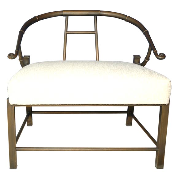 A Chinoiserie Patinated Bronze Lounge Chair