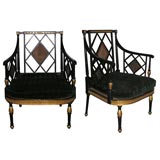 A pair of English Library armchairs
