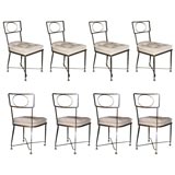 Set of 8 gilt, patinated metal Chairs by G. Poillerat