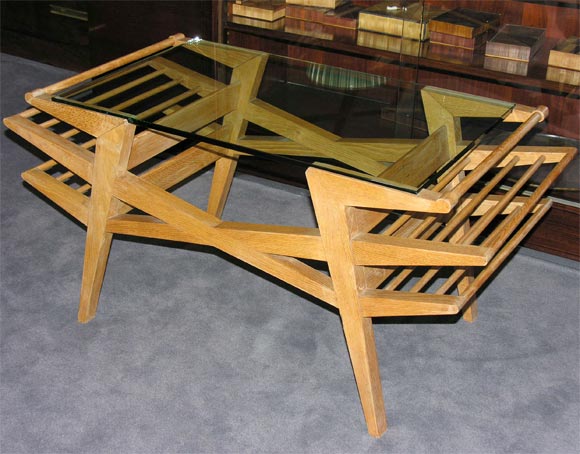 Rare polished oak Coffee Table by Maxime Old (1910-1991). American. Mid 20th Century.