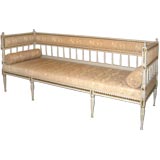 Neoclassical gilt decorated and grey painted long bench