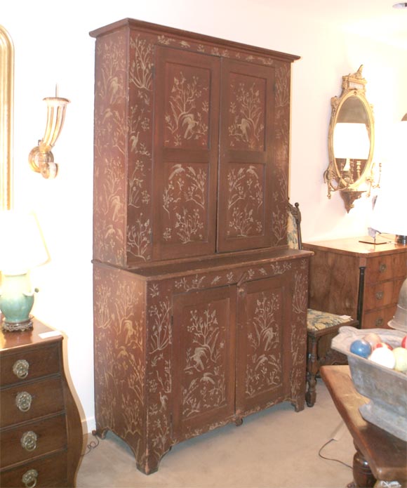 American Red Painted  Cupboard