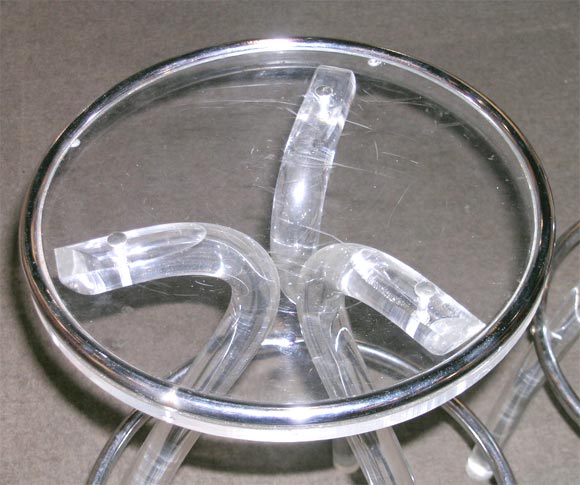 American Set of 7 Bar Stools in Molded Acrylic with Chrome Accents