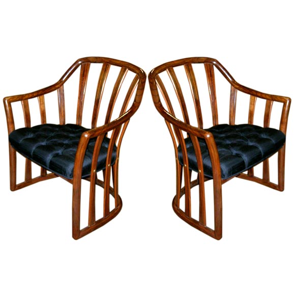 Pair of Lounge Chairs in Brazilian Rosewood by Ward Bennett