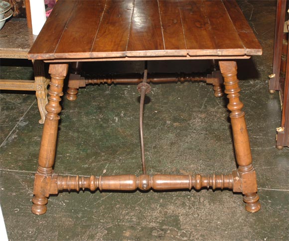 Wrought Iron 18th Century Spanish Walnut Table For Sale