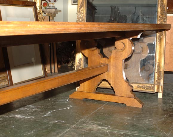 English Arts and Crafts Period Tressel Style Refectory Table 3
