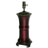 A red mercury glass Chinoiserie table lamp