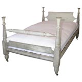 19th century Original white painted Rope Bed