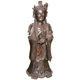 Antique Chinese Ming Standing Bronze Kwan Yin