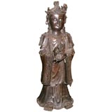 Kwan Yin chinois debout en bronze Ming