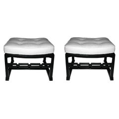 Style of Billy Haines Pair of Ebonized Midcentury Benches