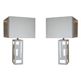 Vintage Pair of 70's Mirrored Lamps