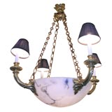 FRENCH BRONZE AND ALABASTER CHANDELIER