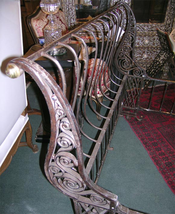 French 18TH CENTURY SIMI POLISHED IRON SLEIGH BED