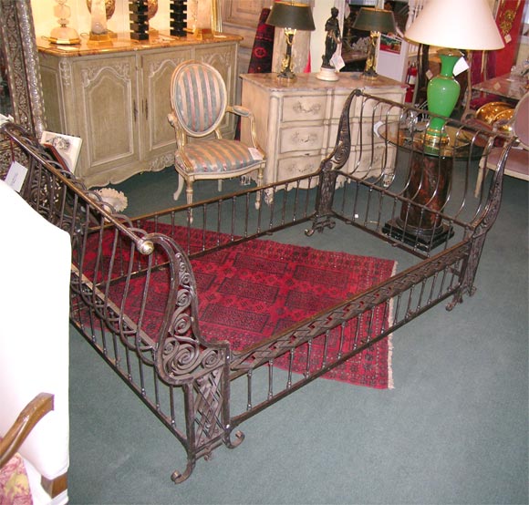 18TH CENTURY SIMI POLISHED IRON SLEIGH BED 1
