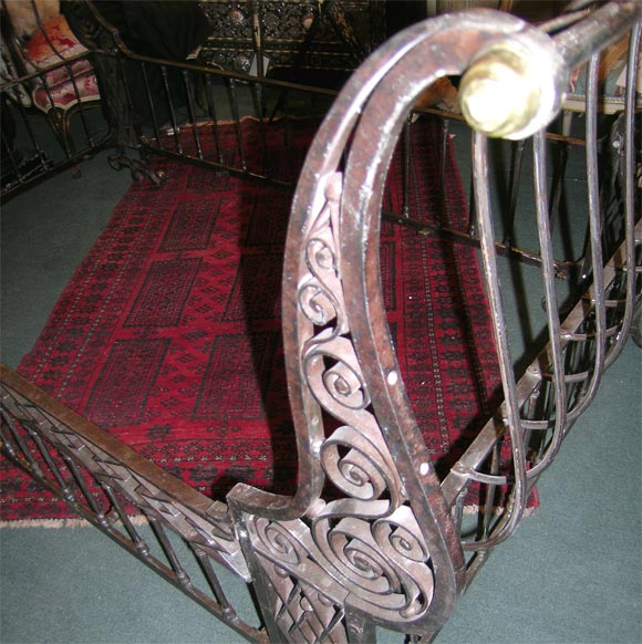 18TH CENTURY SIMI POLISHED IRON SLEIGH BED 2