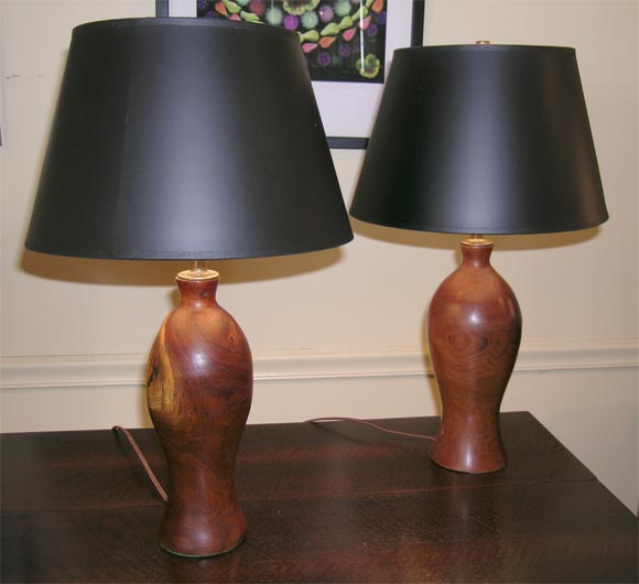pair of craft turned lamps