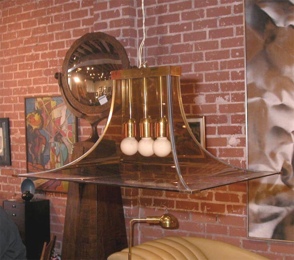 Bronze glass light fixture by Fontana Arte
