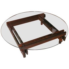 Rosewood and glass coffee table by Sergio Rodrigues