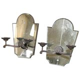 Pair of  Gilbert Poillerat-style Wall Sconces