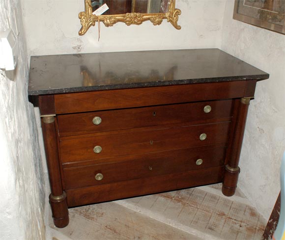 19th c. French Empire commode with marble top