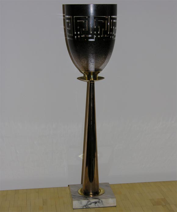 A Pair of Stiffel Brass and Marble Table Lamps.