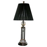 1930
s Nickel and Glass Ball Table Lamp