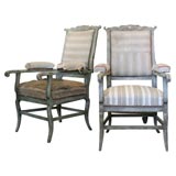 Pair of Continental chaise de malade.