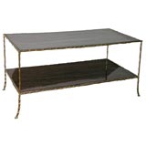 A Two Tier Faux Bamboo Gilt Bronze Low Table.