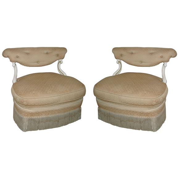 A Pair of Baroque Boudoir Slipper Chairs by Syrie Maugham.