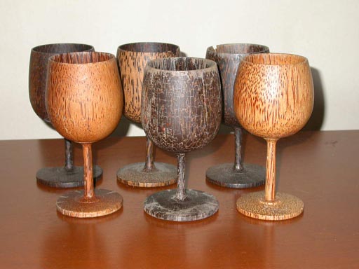 Set of antique wood goblets