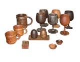 Set of antique wood goblets