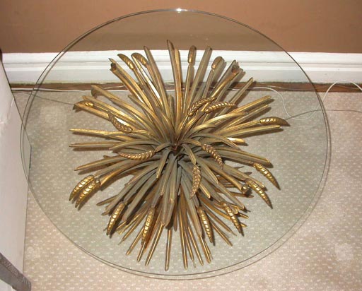 French Chanel style gilt wheat coffee table