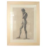 Three Large 19th century classical nude charcoal drawings