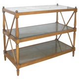 Wood and cane three tier etagere