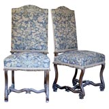 Set of 4 Walnut Louis XIV Style Chairs