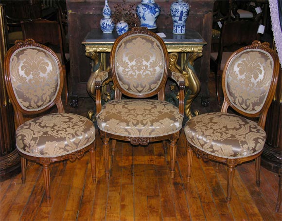 A Armchair and Pair of Sidechairs in Neocalssic Taste