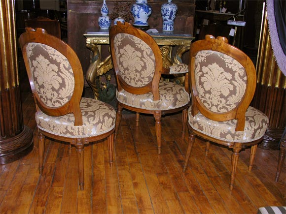 French Louis XVI Fauteuil & Pair Side Chairs For Sale 3