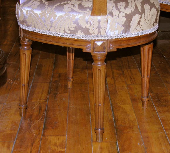 French Louis XVI Fauteuil & Pair Side Chairs For Sale 4