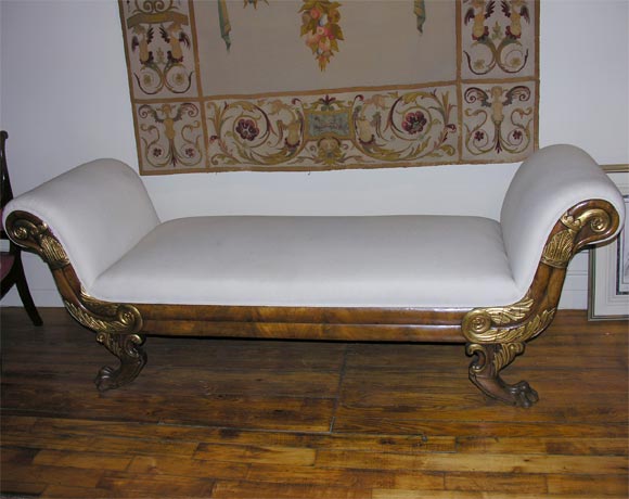 19th Century Danish Empire Mahogany Bench With Parcel Gilt For Sale