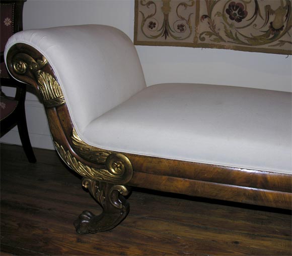 Danish Empire Mahogany Bench With Parcel Gilt For Sale 3