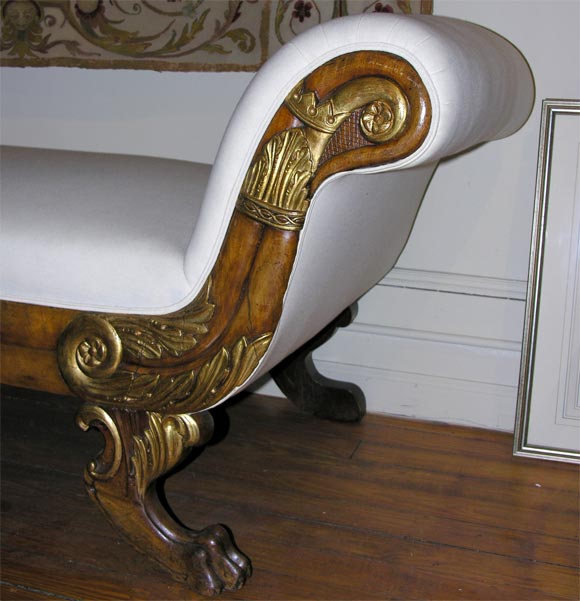 Danish Empire Mahogany Bench With Parcel Gilt For Sale 5