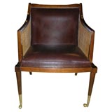 Leather and cane regency-style armchair