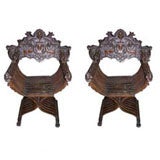 Pair of Renaissance style Savonarola Chairs