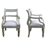 pair of white mother of pearl chairs