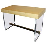 French lucite and parchment desk