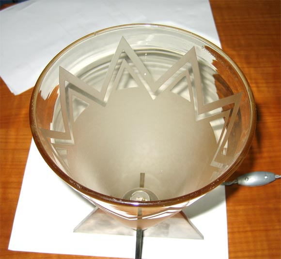 Two Lamps by Daum in Nickeled Metal and Engraved Glass